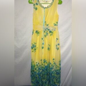 Kore S Japanese Spring Dream Yellow Blue Green Maxi Dress
